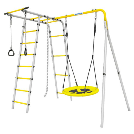 Детский спортивный комплекс для дачи ROMANA Лесная поляна - 3 NEW (Цвет серый/желтый | Гнездо)
