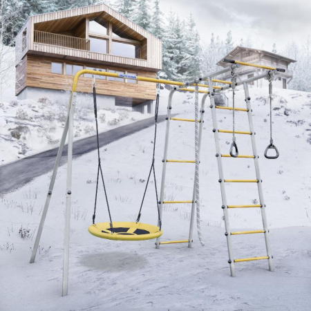 Детский спортивный комплекс для дачи ROMANA Лесная поляна - 3 NEW (Цвет серый/желтый | Гнездо)
