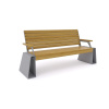 Скамья "Гранит" с подлокотниками 15 (брус) (светлое дерево T1802+серый металл) (анкерное)