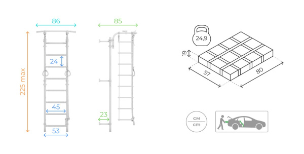 Домашний спортивный комплекс «Шведская стенка ROMANA Next Pastel +»