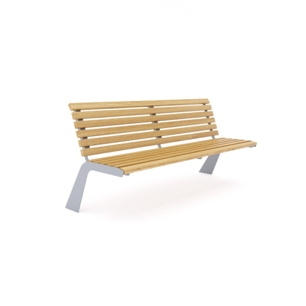 Парящая скамья "Лагуна" со спинкой  (брус) (светлое дерево T1802+серый металл)