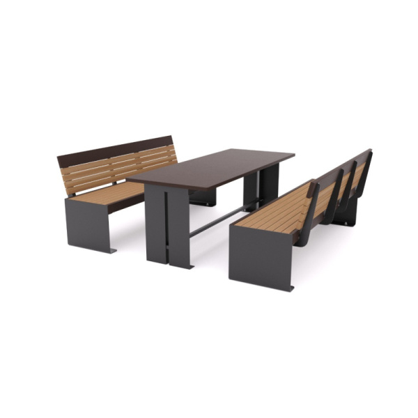 Комплект уличной мебели "Бастион" (темно-коричневый/черный)