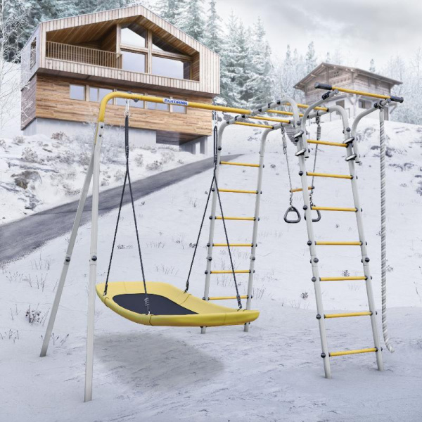 Детский спортивный комплекс для дачи ROMANA Веселая лужайка - 2 (Цвет  серый/желтый | Лодка)